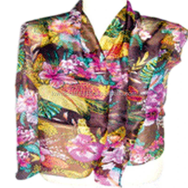 Women Shawl long silk scarf Printed Wrap Ladies