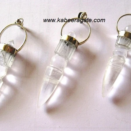 Wholesale Gemstone Pendants : Crystal Quartz Phurba Pendants