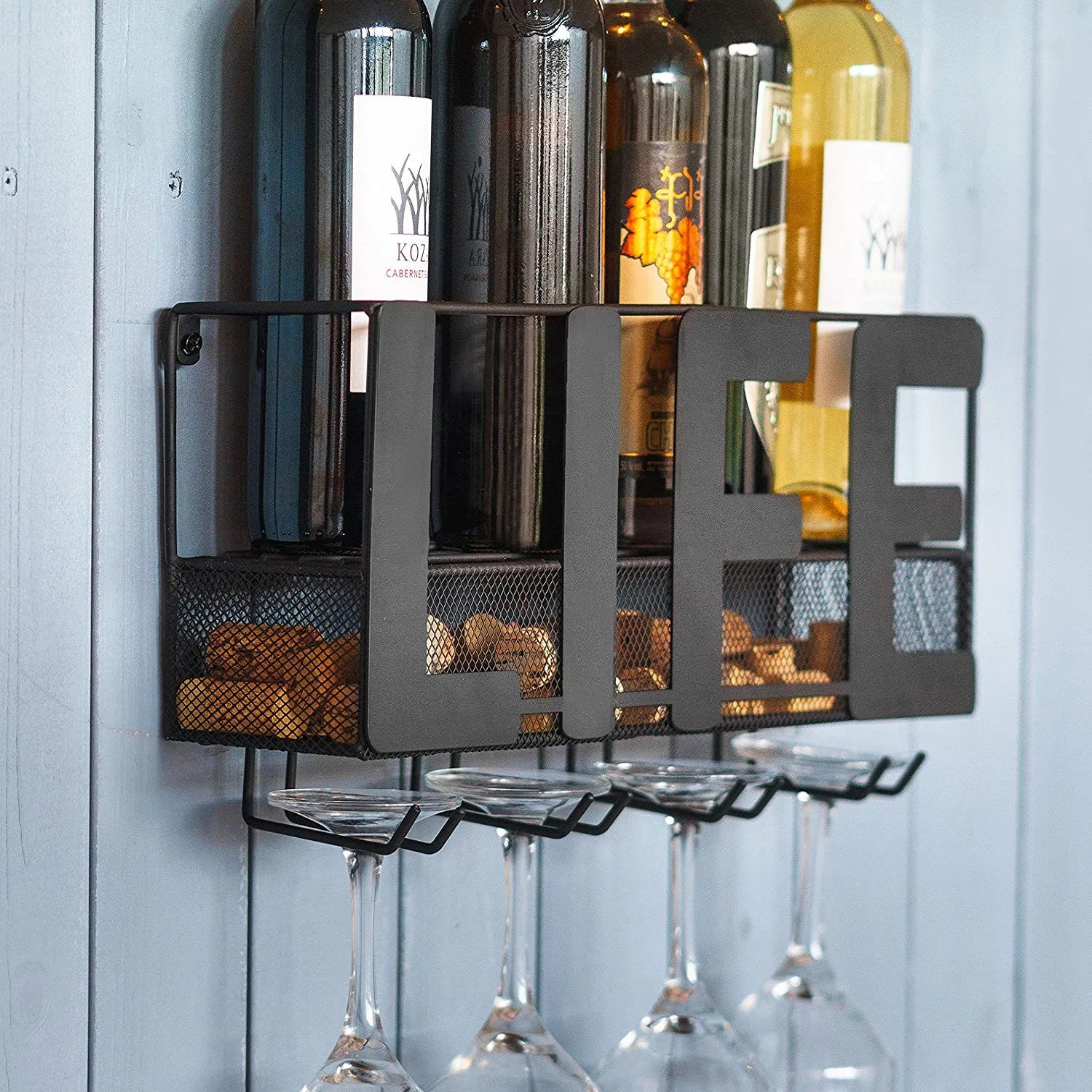 Wine Rack stacked table top under cabinet copper coated galvanized glass rack metal hanging at wholesale