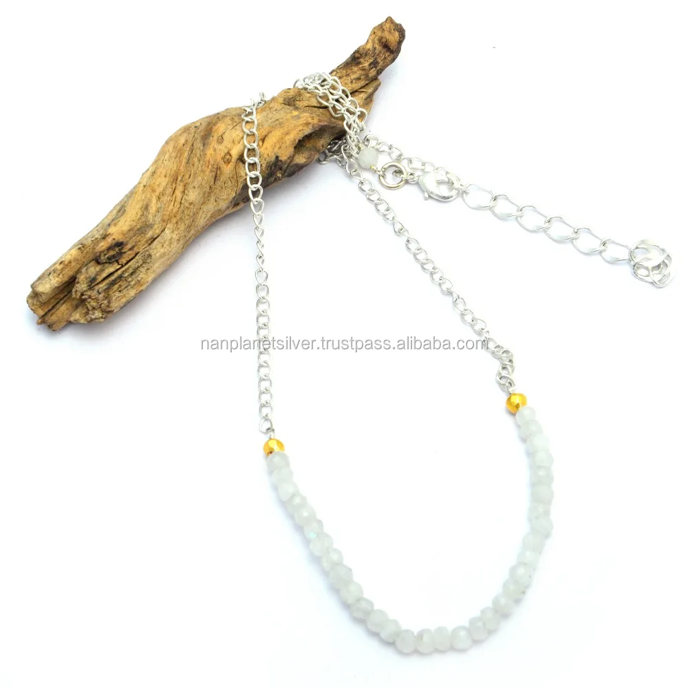 
16 Inches Rainbow Moonstone Beaded Chain Necklace 