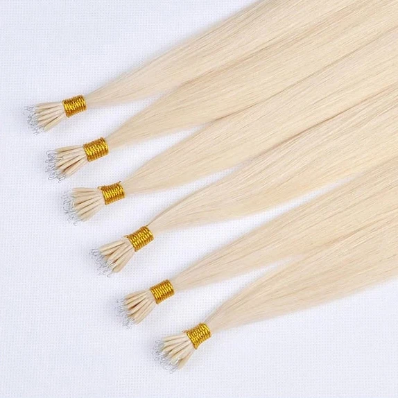 Наращивание волос в форме тюбика 100% человеческие волосы на ленте с бусинами светлый цвет одношаговая