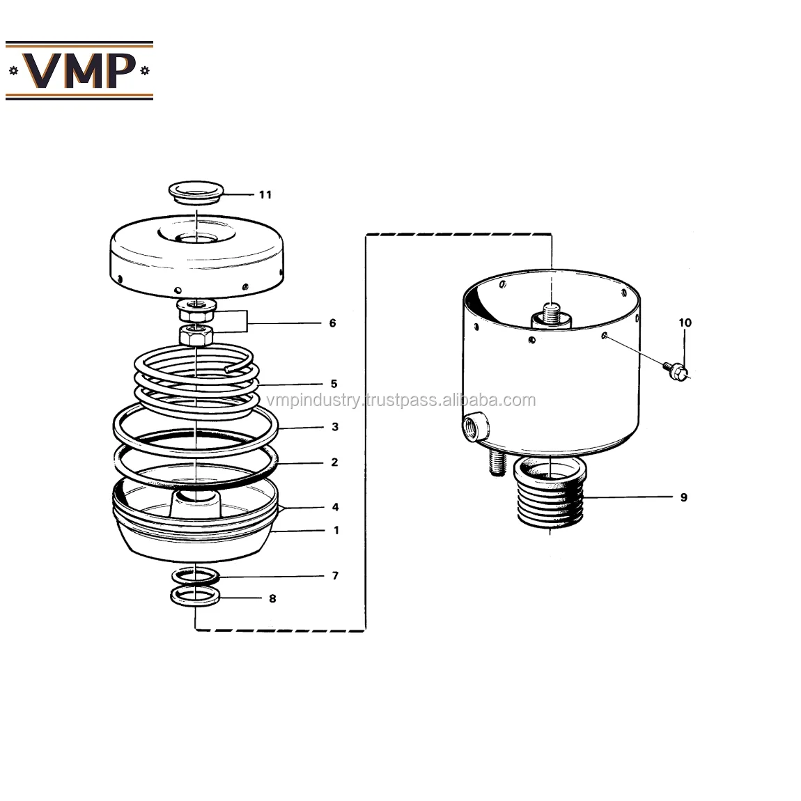 VOE11049401 Hydraulic Brake Cylinder Engine Part for Articulated Haulers A20C A25B A25C A30 A30C A35 A35C-VMP