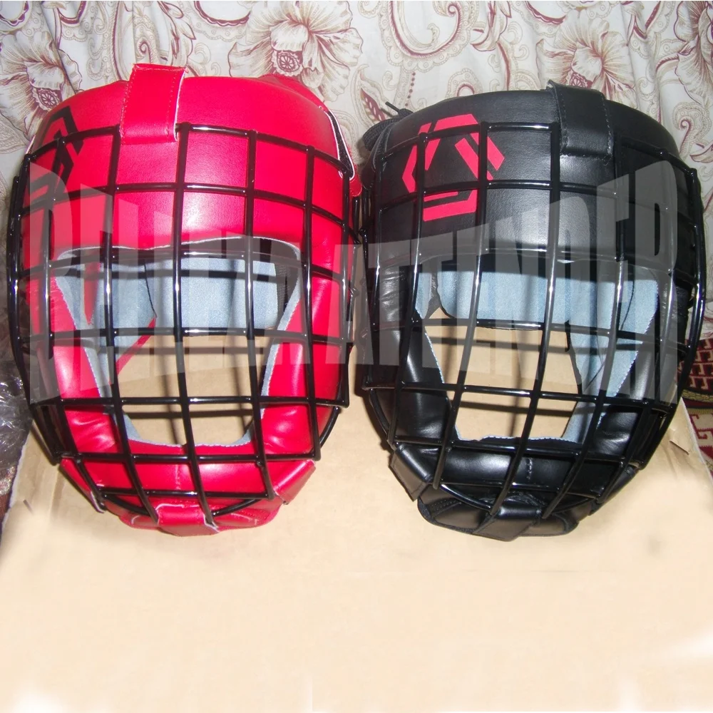 Full face Helmet MMA Sparring Headgear Boxing Steel Cage Head Guard