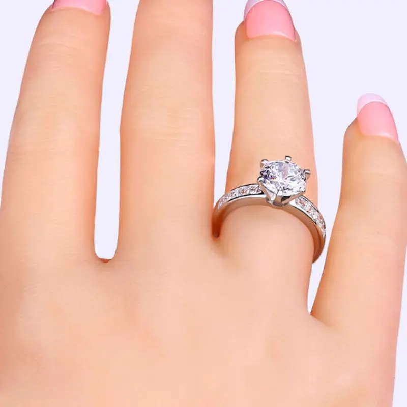 1.30 Carats Genuine White Round Moissanite Ring in 14k White Gold ,14k Gold Engagement Ring