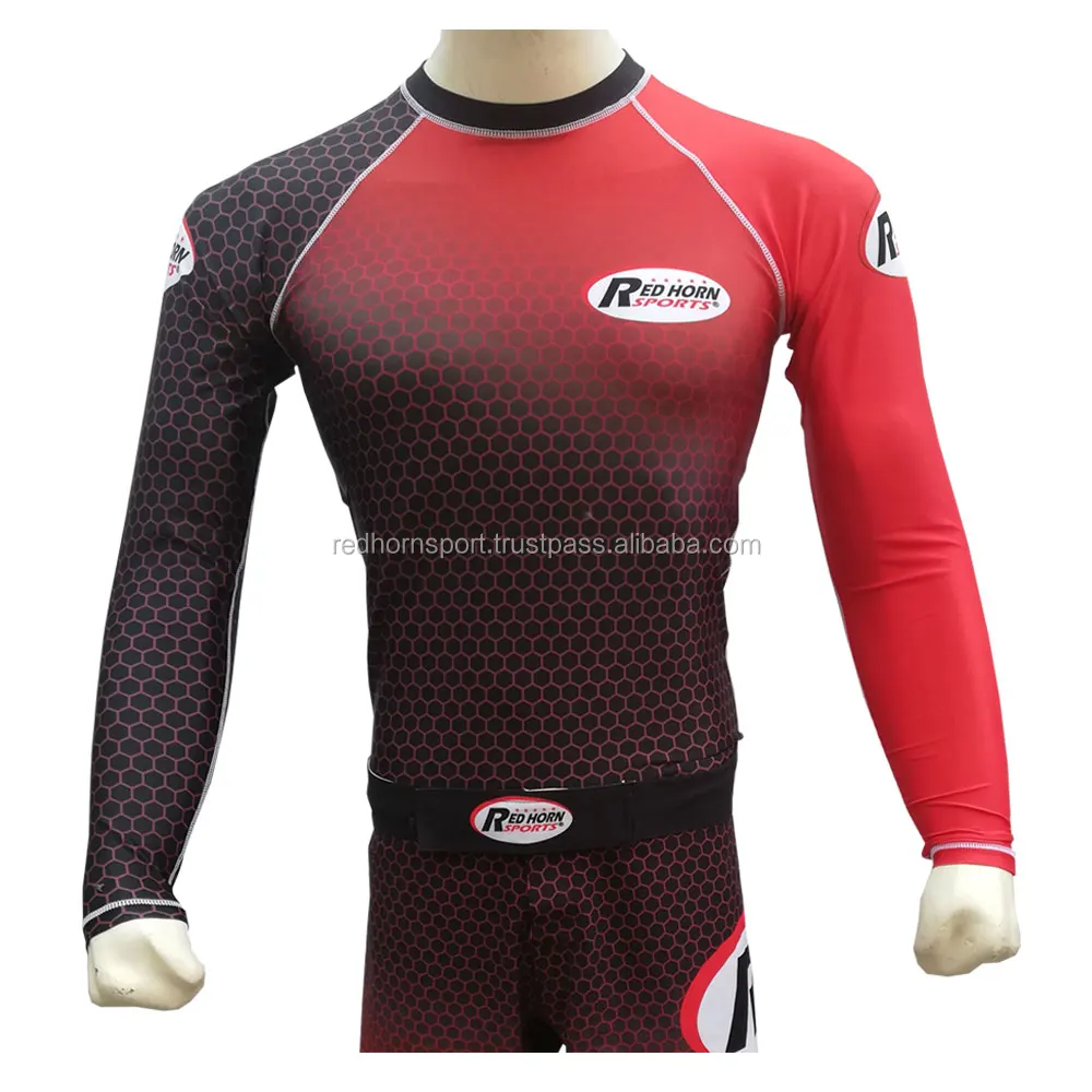 MMA Customize Team dry fit rash guard printed blank mma rash guard, bjj rash guard