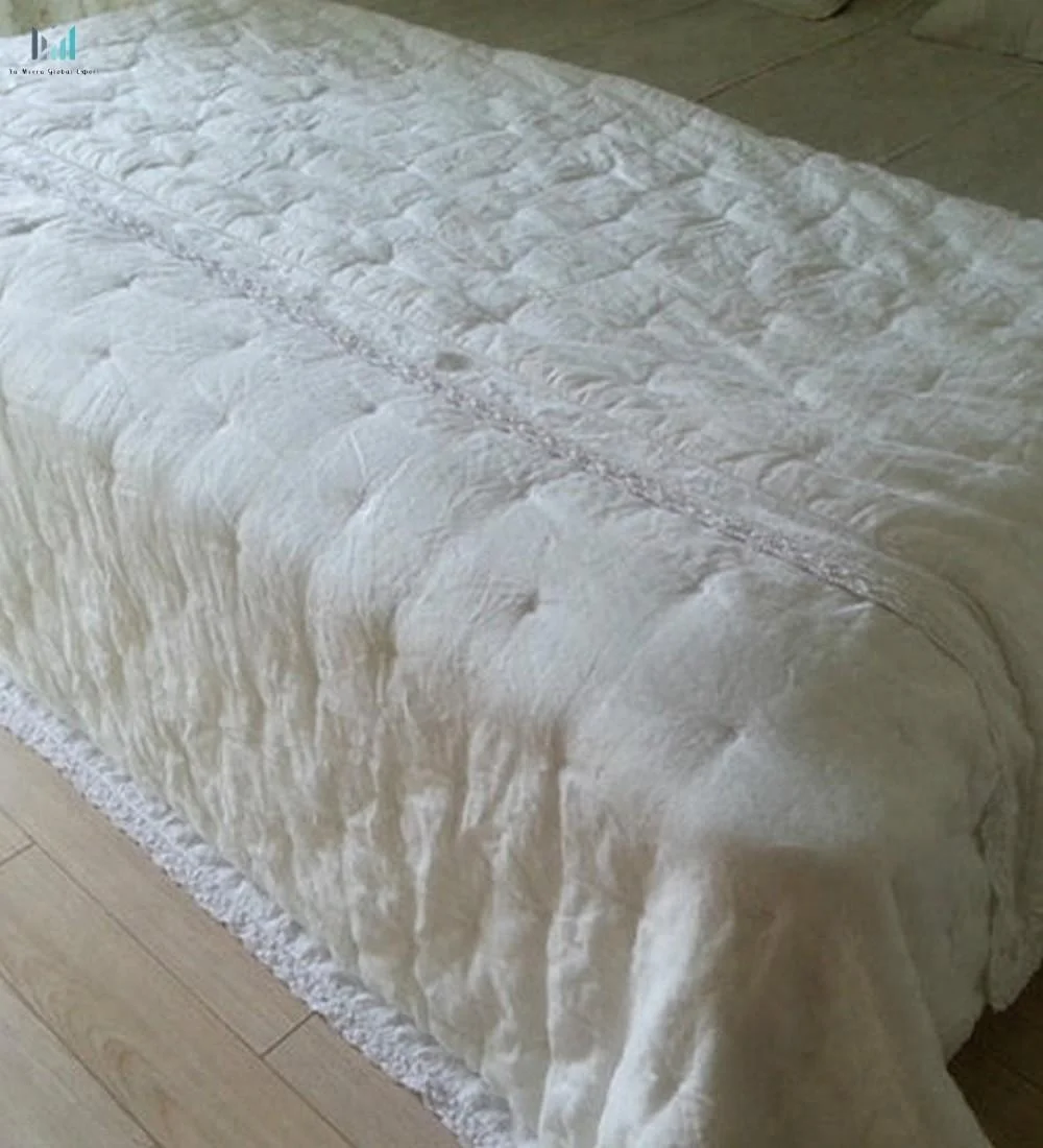 
100% Flax White linen blanket, white comforter, 90x95 ample size for queen King Bed 