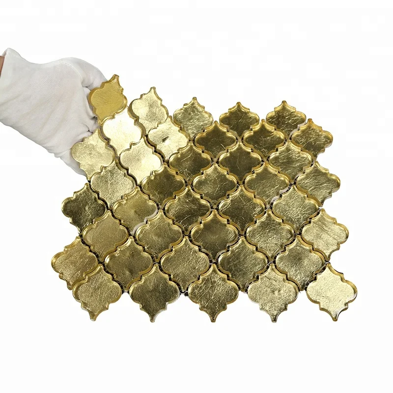 Foil Backed Subway Kitchen Glossy Decorative Glass Arabesque Mosaic Lantern Mosaic Tile