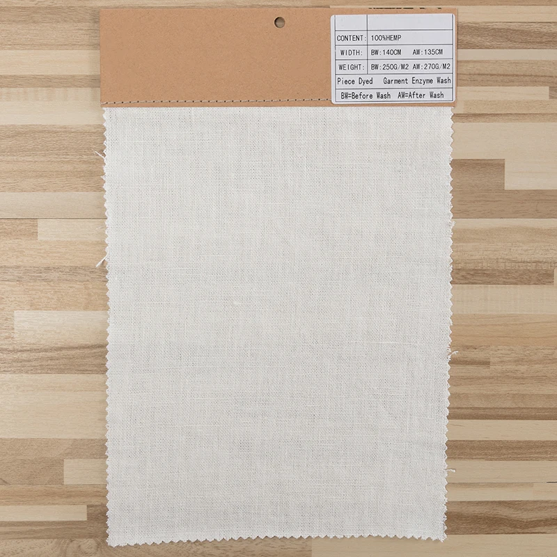 
Eco-friendly white 100% hemp fabric canvas wholesale in stock 
