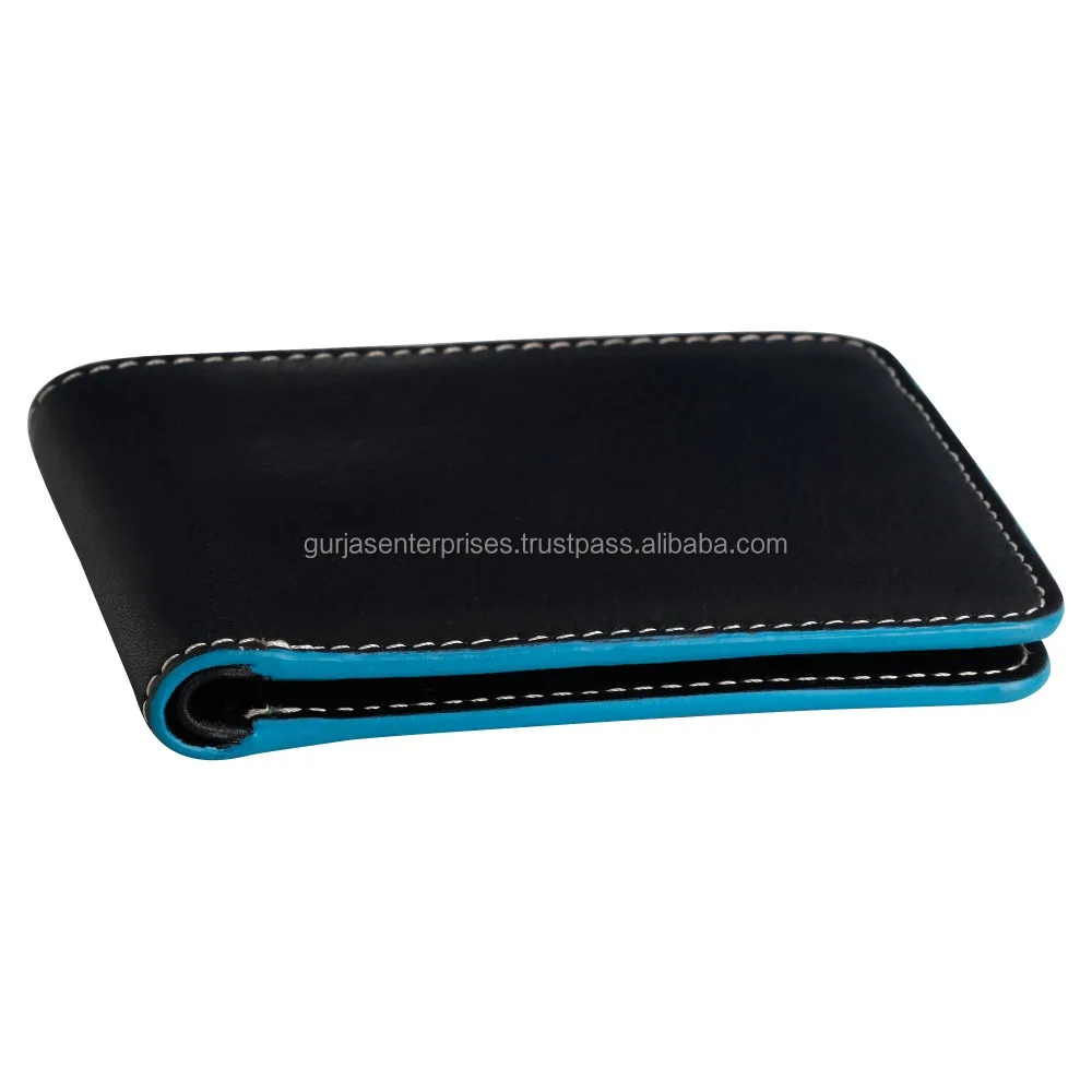 
Blue/ Black Vegetable Tanned Leather wallet 