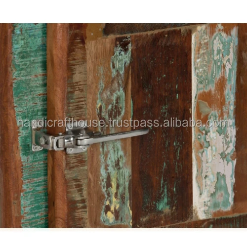 Industrial & vintage reclaimed wood Nightstand/Bedside Table with Wheels