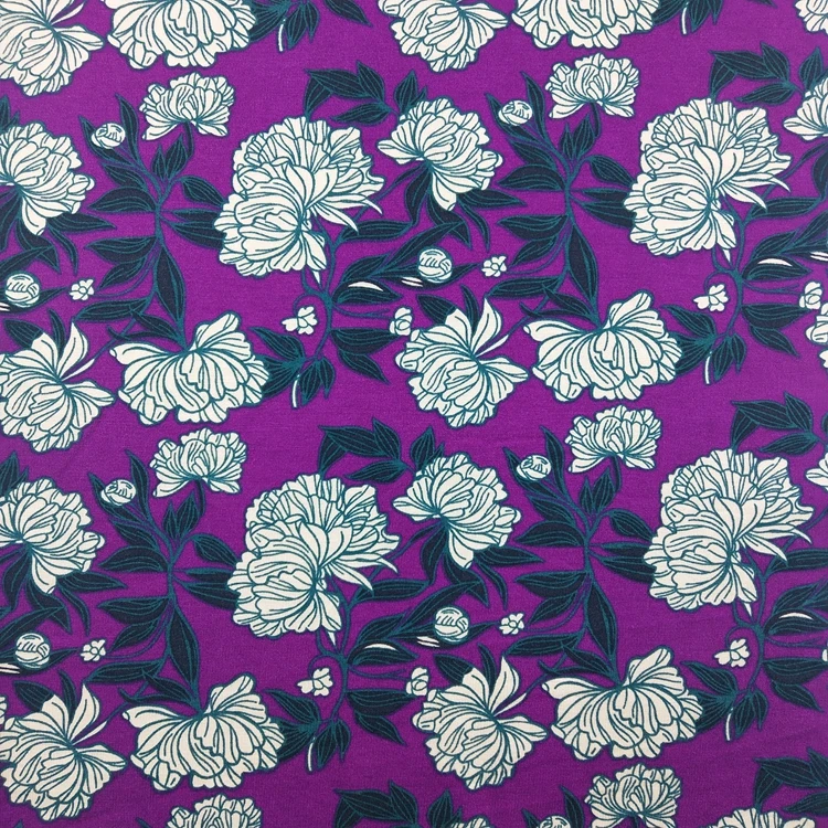 Organic 95 bamboo 5% spandex big flower print jersey knit fabric wholesale