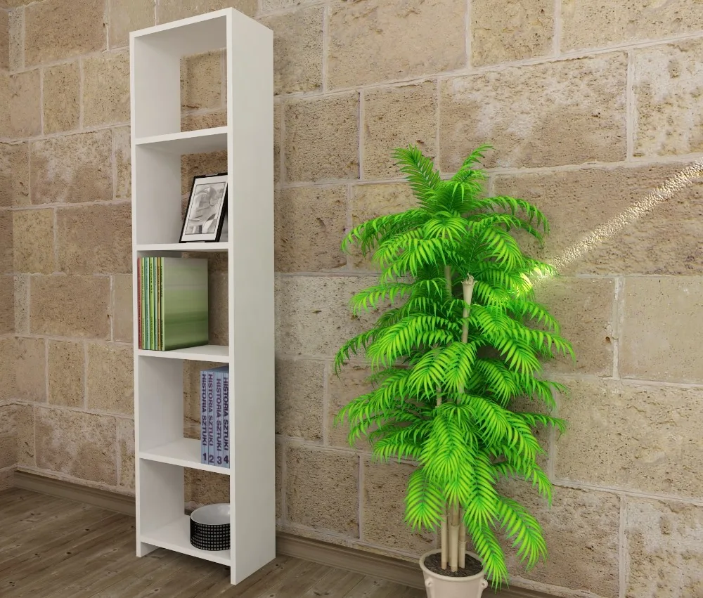 Goksu D 5 Shelf Bookcase White