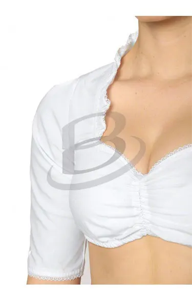 Beer Party Romantic Crop Oktoberfest Bavarian Dirndl Top Blouse Crochet Sleeves (Bavarian Dirndl Blouse) 2024