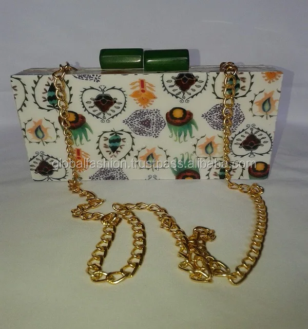 Indian Ethnic Resin Clutch Purse Fashionable Ladies Party Bag Wedding Women Resin Purses Evening Clutch Bag for Women