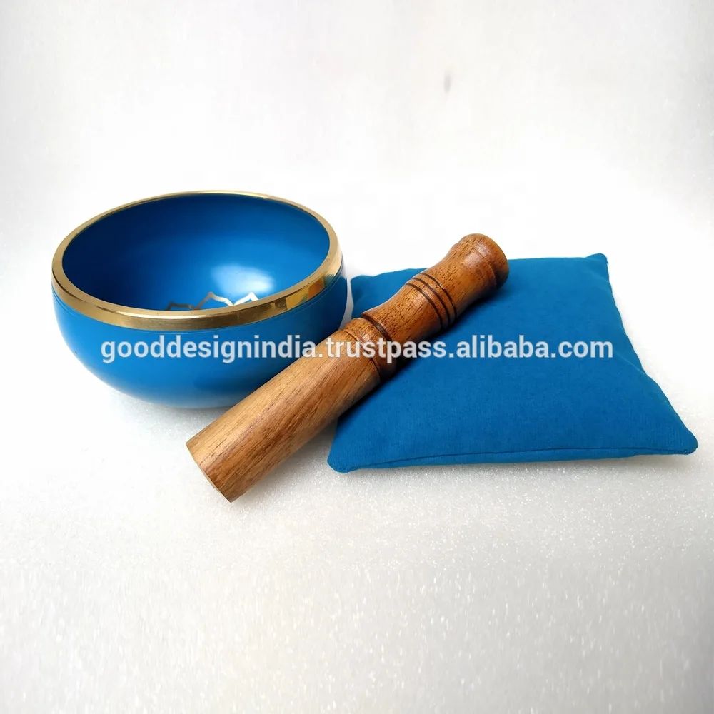Seven Chakra Symbol Tibetan Singing Bowl Set With Stick or Mallet and cushion : Wholesale Tibetan Singing Bowl For Meditation