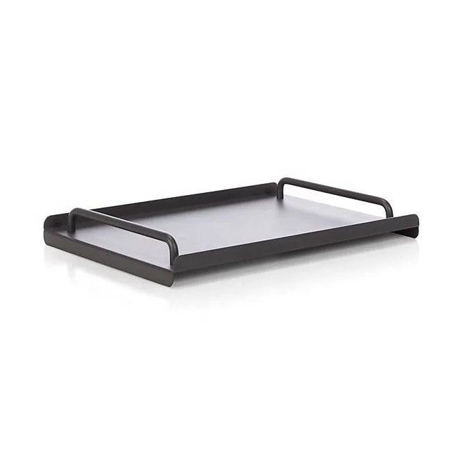 marble rectangular tray with stainless steel handles