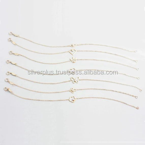 Цепочка из желтого золота 14 к с натуральными бриллиантами браслеты-бабочки оптовая продажа ювелирных изделий