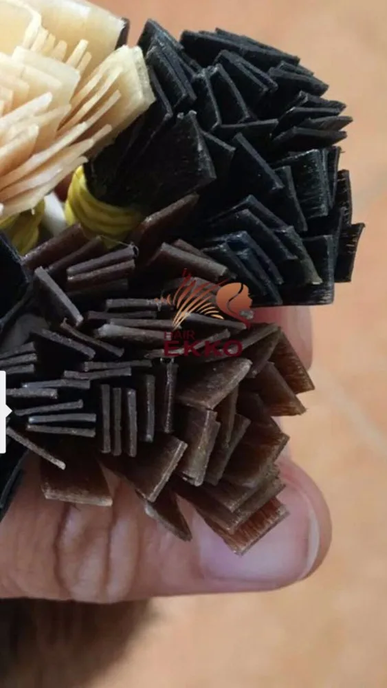  Оптовая продажа недорогие человеческие волосы для наращивания итальянские кератиновые светлые с плоскими кончиками