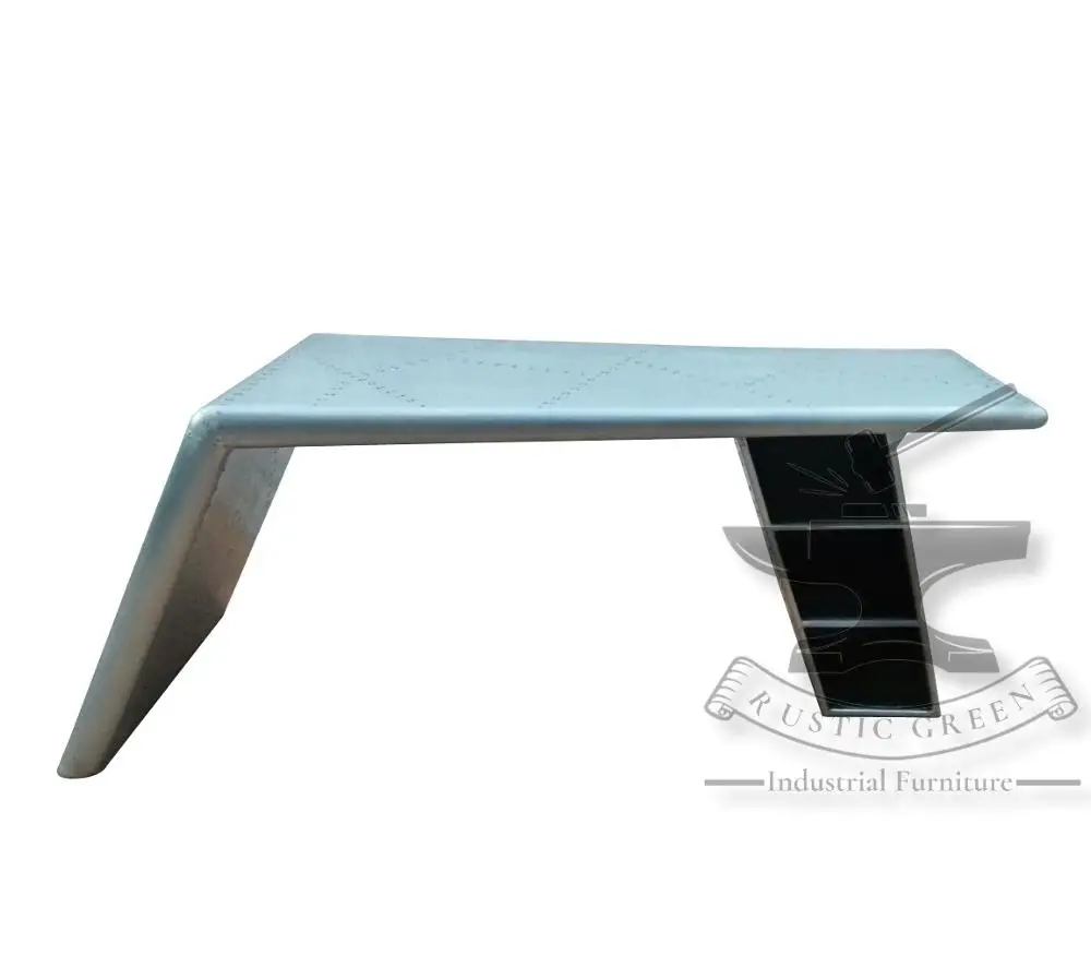 Modern Aviator Wing Desk Antiqued Design Durable Aluminium Furniture for Office School Living Room and Outdoor Use