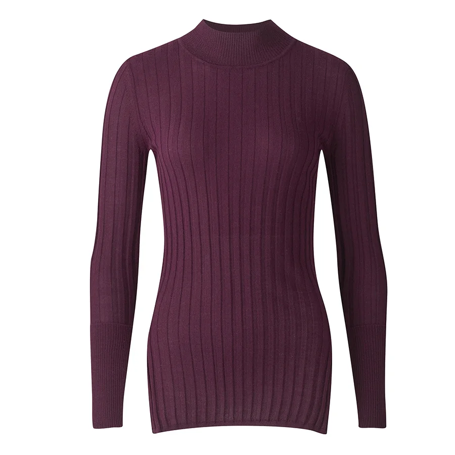 
Women custom skinny fit plain knitted turtleneck jumper 