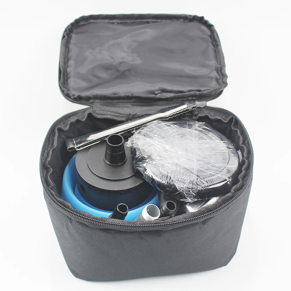 Portable shisha retractable hukka silicone chicha mini led hookah with bag