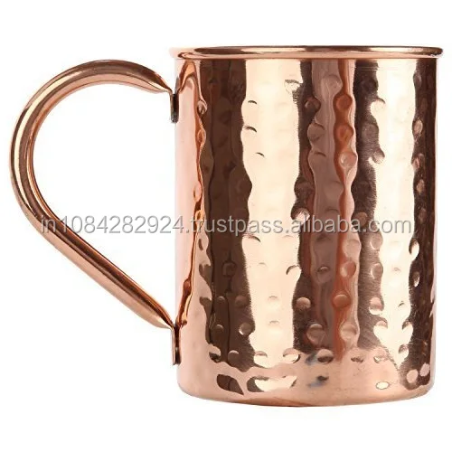Amazon Hot Sell Moscow Mule Mugs With Brass Handle Stainless Steel Copper Mug Hammered Moscow Mule Mugs