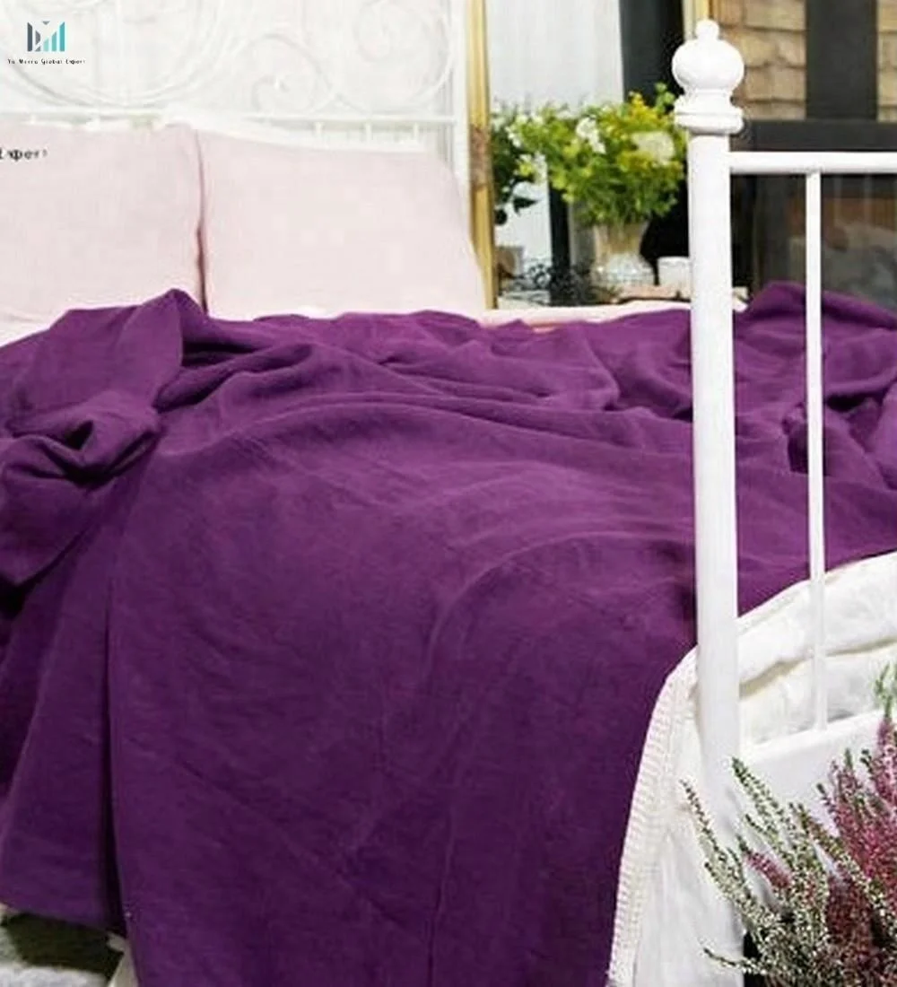 
Flax Linen queen and king size magenta bedspread- ultra violet softened linen bed cover- stone washed linen bed cover 