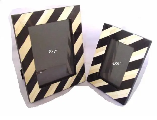 Bone Inlay  and Horn Inlay  Picture Photo Frame in Black and White Handmade Photo Frame  for Table Top Photo Frame and Wall
