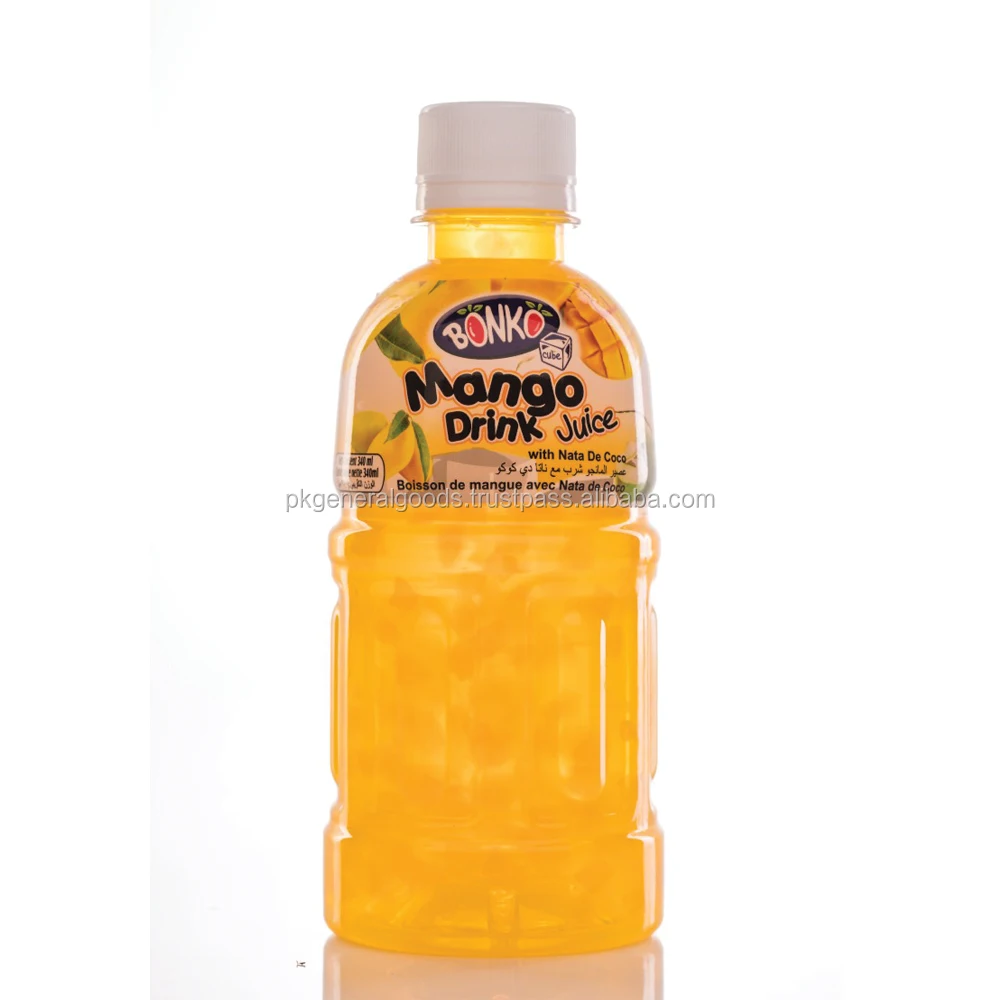 
Fruit Drink Juice with Nata De Coco 320ml Plastic bottle BONKO cube brand 