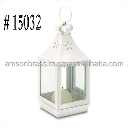 High Quality Material Metallic Mini Lantern White Iron Metal Candle Lantern For Wedding Decoration Moroccan Table Candle Lantern