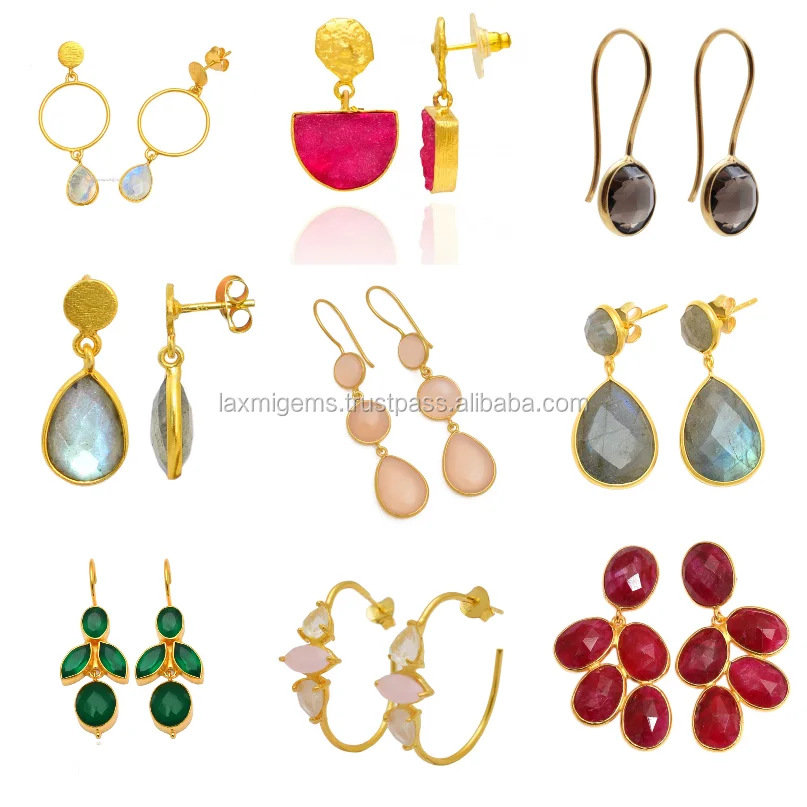 Ruby and Pear Shape in Amazonite gemstone 925 silver earrings for women