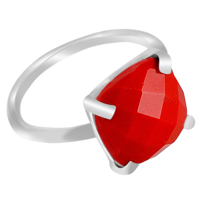 Silver 925 Rings Jewelry CARNELIAN Gemstone Ring  Stone from India Box Classic Dome Picture 18k Gold Plating 50pcs