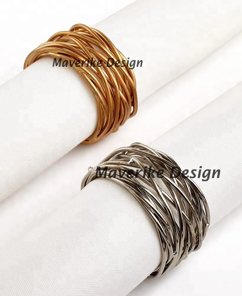 Handmade Metal Wire Nest Gold Napkin Ring Round Shape Elegance Festivals Home Dining Table Decor Napkin Holder