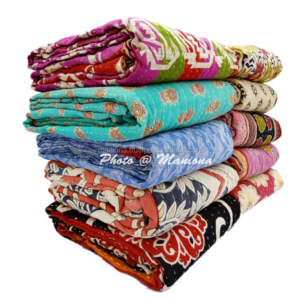 Винтажный хлопковый бросок kantha Королевского