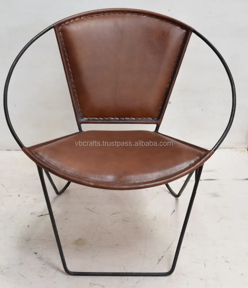 Genuine Leather Round Shape Classic Design Leisure Relax Lounge Hotel Reception Commercial Living Room Chair