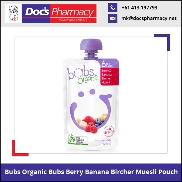 
Bubs Organic Berry Banana Bircher Muesli Porridge Baby Food 