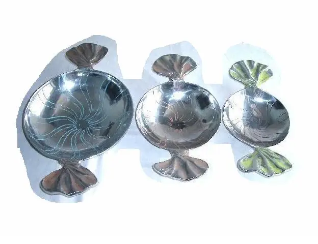 
Candy with rapper shaped cast aluminium bowl 