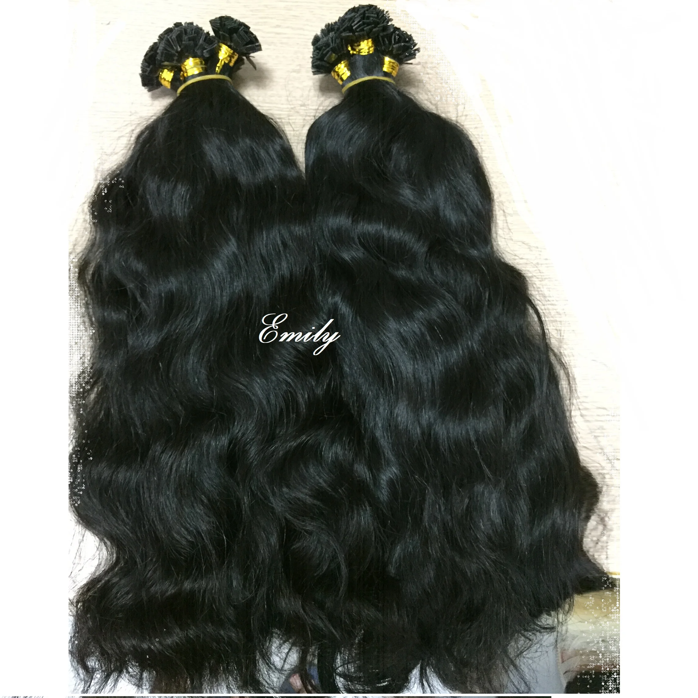 HUMAN HAIR FLAT TIP  #1b natural wavy ITALIA KERATIN no tangle no shed cuticle aligned hair PRE BONDED HOT FUSSION