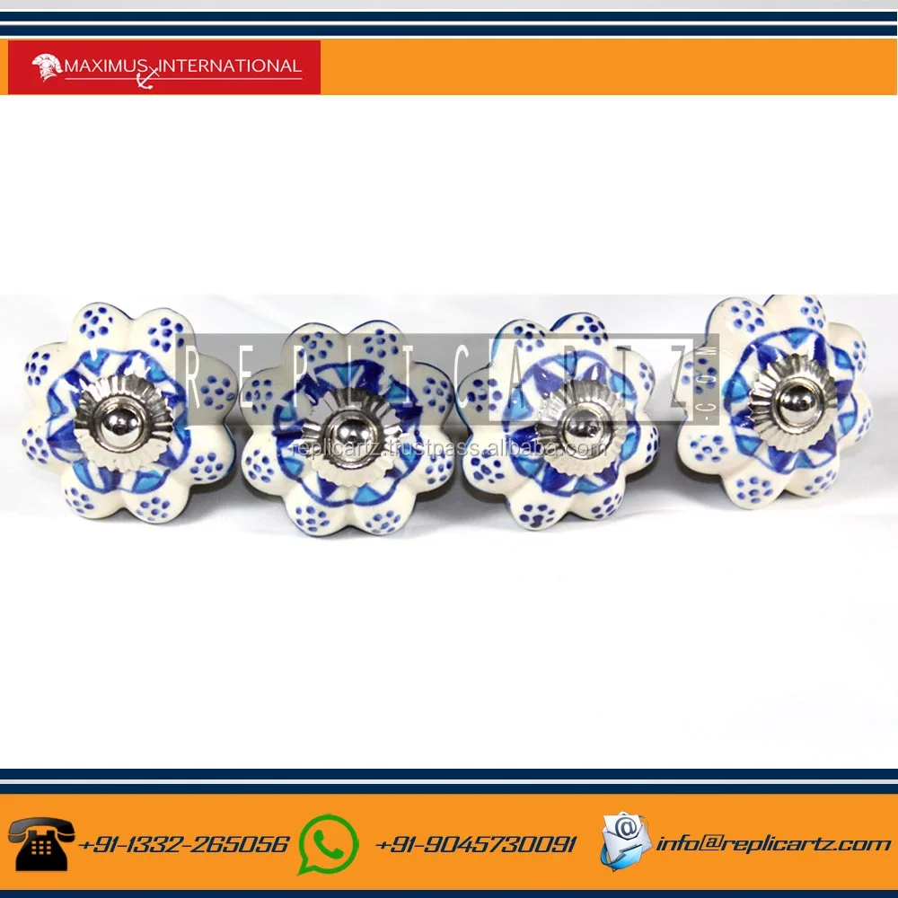 High Quality Handmade Ceramic Blue White Door Knobs Handmade Knobs Cabinet Knobs Ceramic