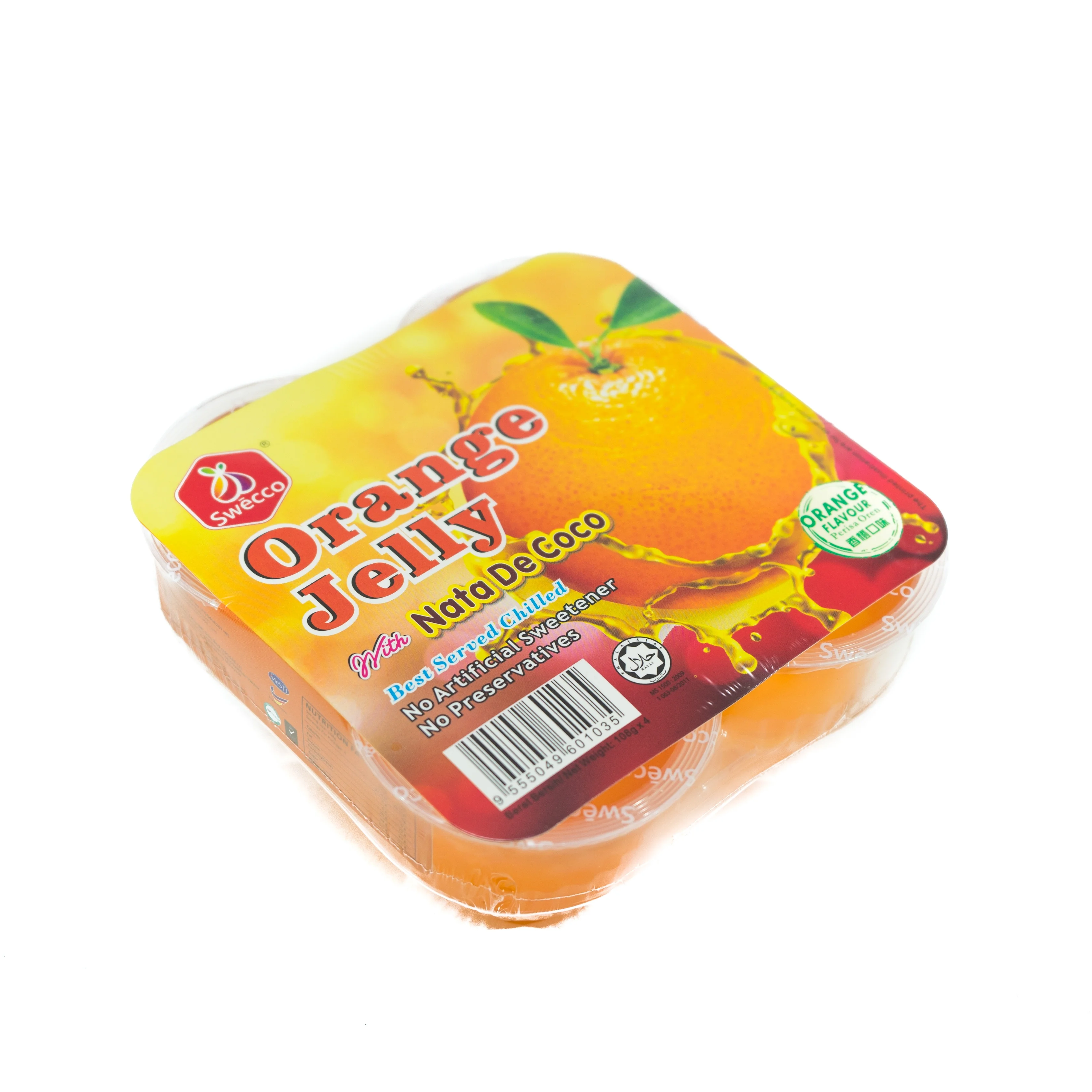 
ODM/OEM Malaysia Halal ISO 96 cups x 108g PP Cups Delicious Nata de Coco Orange Fruit Jelly 
