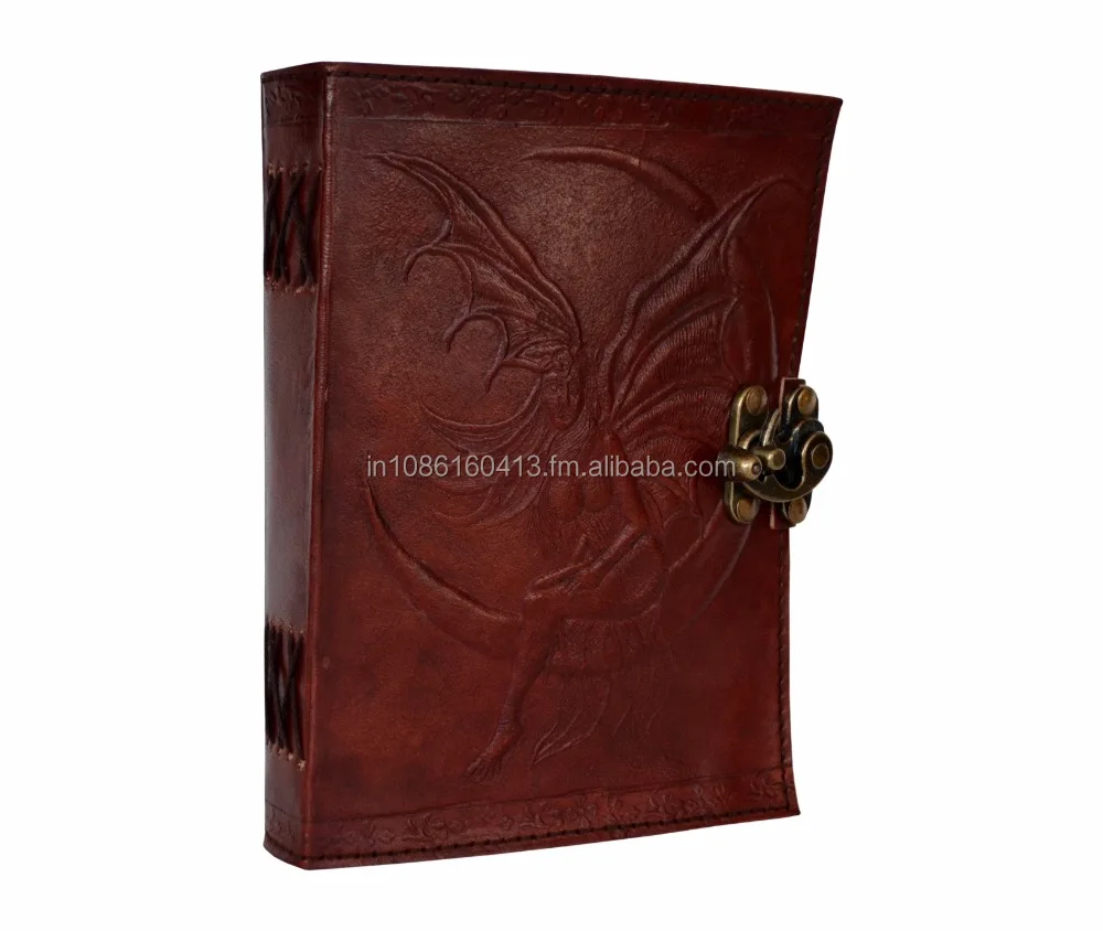 HANDMADE EMBOSSED LEATHER JOURNAL FAIRY OF MOON BOOK OF SHADOWS LATCH SPELLS JOURNAL PENTACLE WICCA CELTIC BOOK JOURNAL FOR ALL