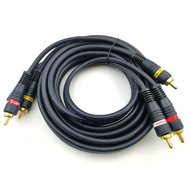 High quality coaxial 3rca to 3rca male 5 m audio video cable