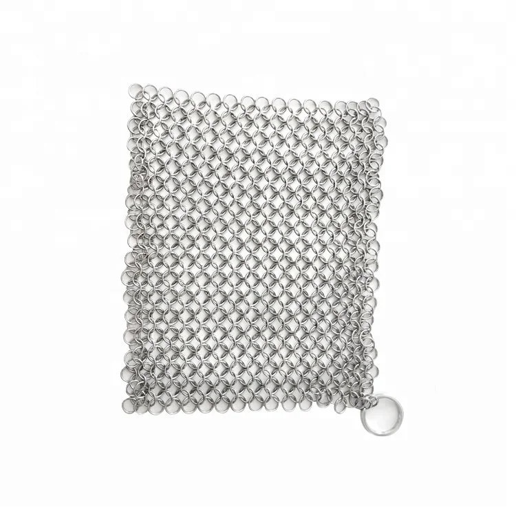 Hot sale kitchen stainless steel chain mail mesh scrubber