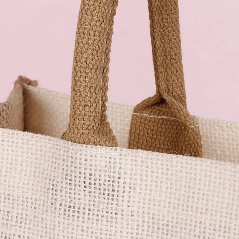 wholesale custom printed logo reusable foldable Hessian shopping Burlap Jute Linen grocery tote bag for ads