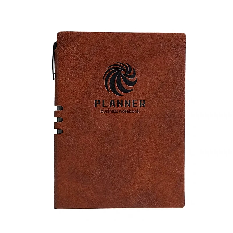 custom  business   a5  pu  leather  hardcover  agenda notebook with  pen  and  custom  company  logo