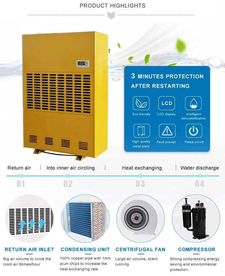 480L industrial drying refrigerant absorption dehumidifier