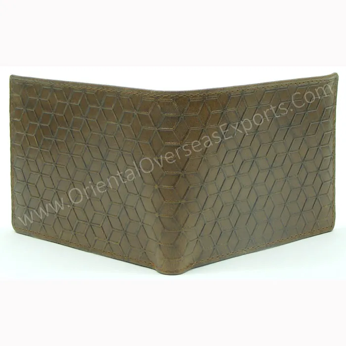 Custom Embossed Mens Leather Wallets GENUINE Leather Buffalo Milled VT Leather Credit Card Wallet RFID Protection Logo added