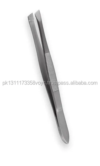 Eyebrow tweezers Stainless Steel Slanted Tip with plastic handle Professional high quality Private Label Manicure & Pedicure