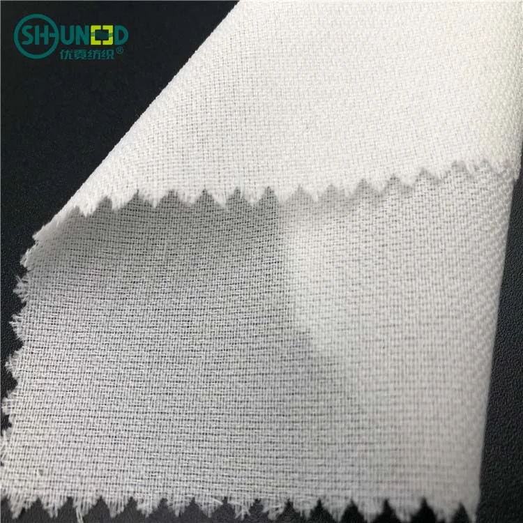 Wholesale 55GSM  fusible interfacing woven adhesive lining cloth Garment interlining double dot coated fusible woven interlining