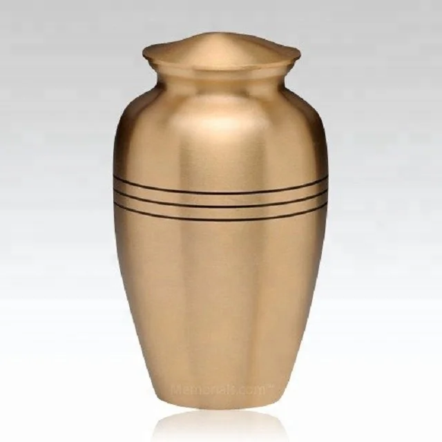 Black & Gold Brass Metal Urn  Cremation Urn for Human Ashes - Hand Made in Brass and Hand Engraved - Fits the Cremated Remains